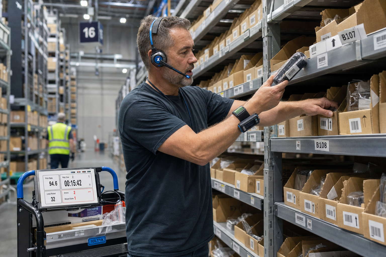Voice picking systeem in magazijn