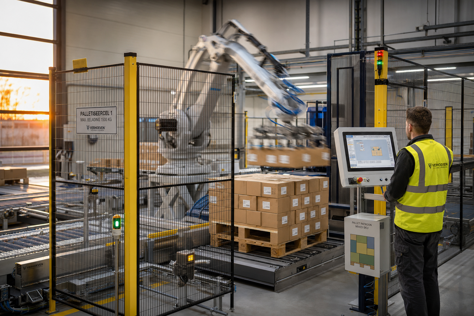 Vergelijking tussen robotpalletiseermachine en conventionele palletiseerder