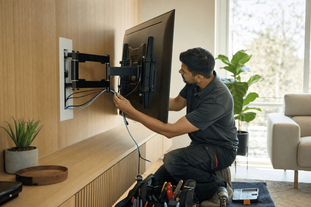 Hoe werk je kabels netjes weg bij een TV beugel 55 inch voor een strakke, veilige&nbsp;wandmontage?